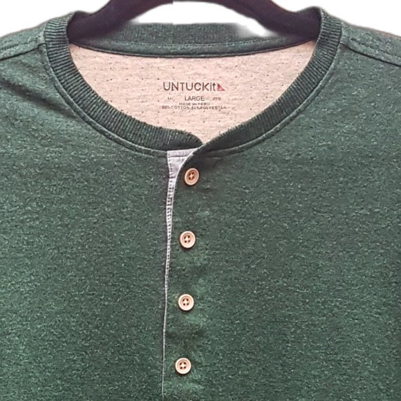 UNTUCKit Grassi Long Sleeve Henley Green Mens Regular Size Large Size L 358466 - Picture 4 of 8